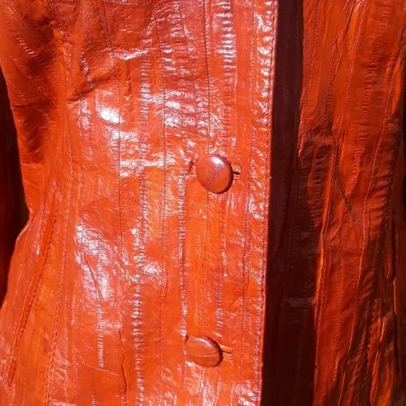 70s 80s vintage Eelskin Caramel Jacket Xs Small - Picture 2 of 8
